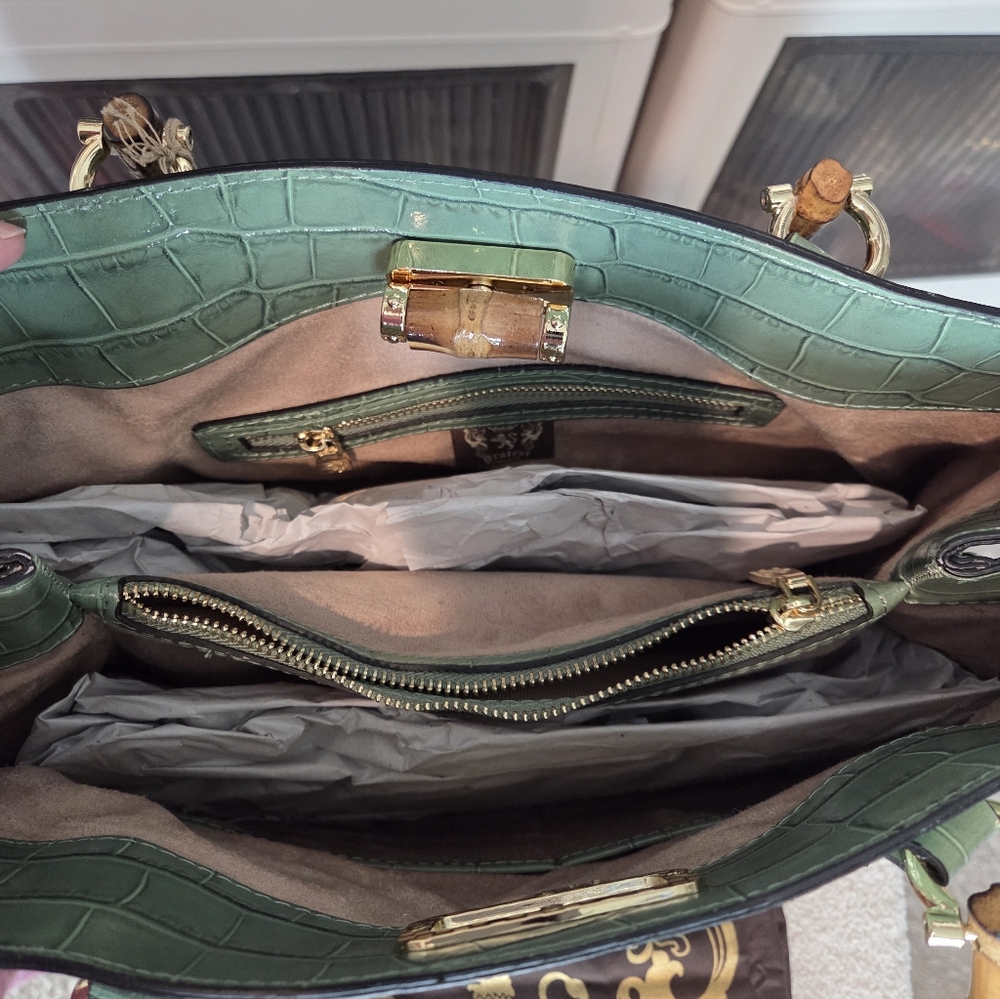 NWT Pratesi Made In Italy Croc Leather Satchel - Picture 4 of 11